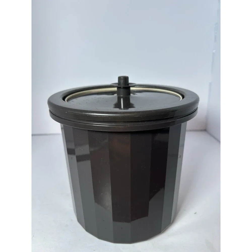 Tupperware Ice Bucket (Brown) 1683-2 Push Button Lid - VINTAGE
